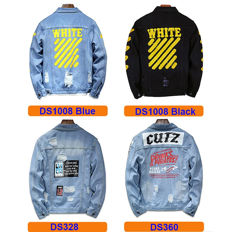 Mens Denim Jackets Hole Ripped Overcoats European America Fashion Cowboy Brand Coats Male Graffiti Jean Jacket Outerwear DS049 sport coat