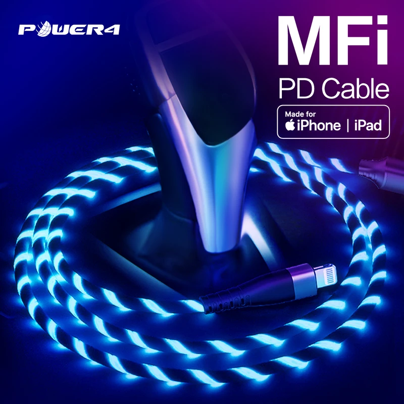 Кабель Power4 MFi с USB C на Lightning 18 Вт PD сертифицированное Apple быстрое зарядное