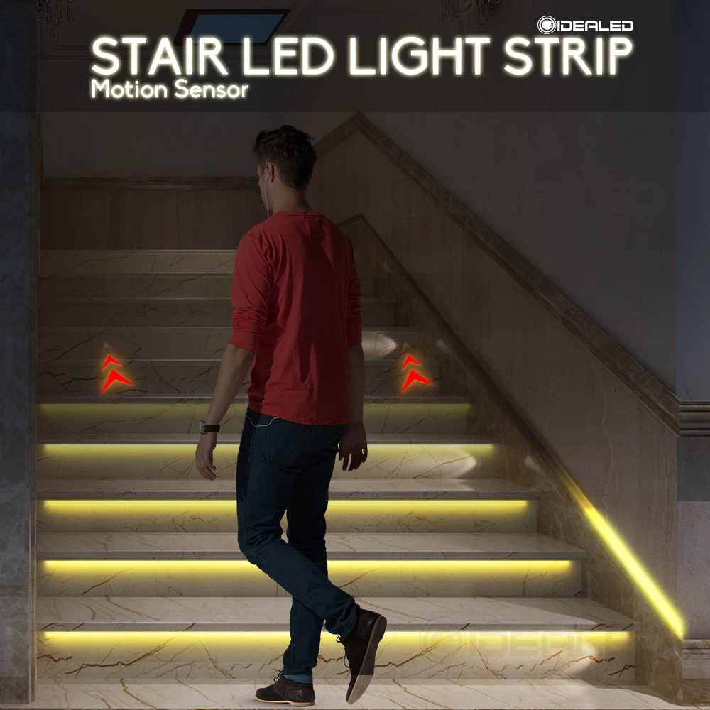 LED Motion Sensor Stair Light Strip COB Dimming Light Wireless Indoor Motion 24V Flexible LED Strip Tape Atmosphere Night Lamp