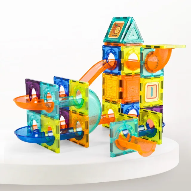62pcs Magnetic Sheet Ball Track Pipeline Type Building Block Assembling Particle Building Block Educational Toys for Children 1