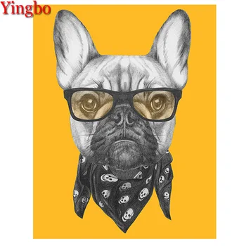 

5d Diy Diamond Painting Cross Stitch French bulldog 5D Mosaic Full round Diamond Embroidery cute pet puppy wall decor home art