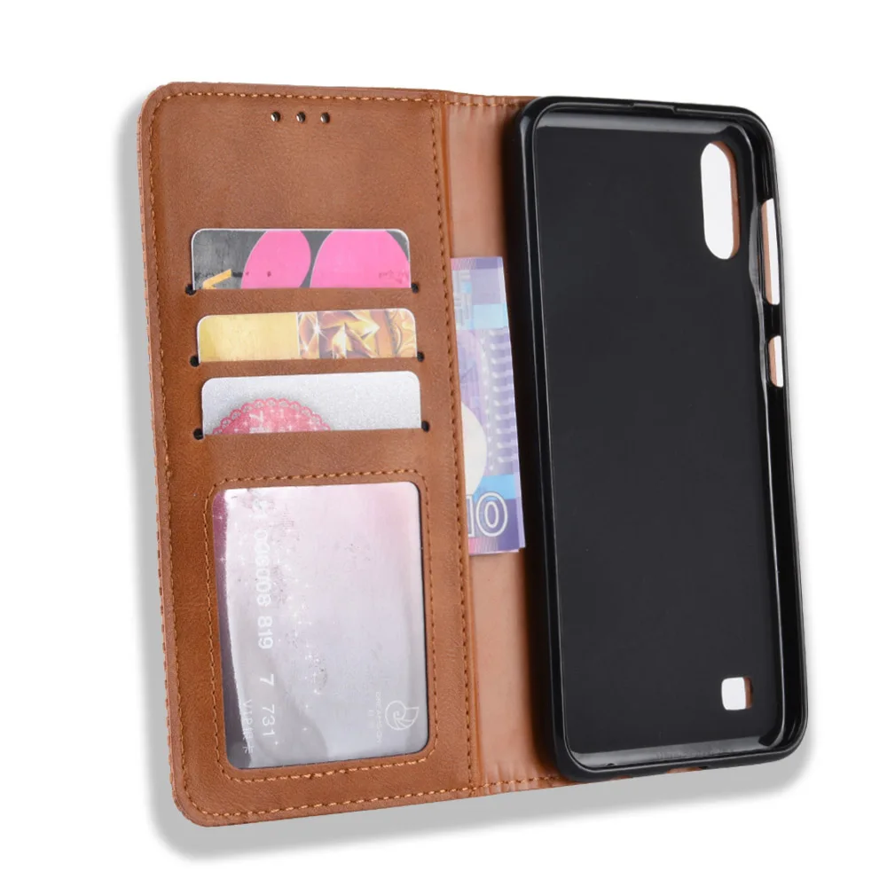 Магнитный винтажный кожаный чехол Премиум Coque для samsung Galaxy A10 A105FD SM-A105FD чехол 6,2 дюймов флип фривольный анти осенний чехол