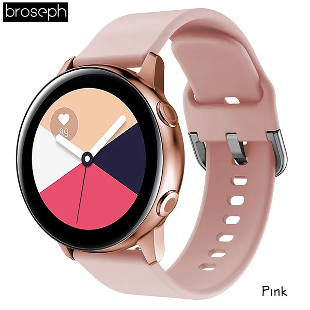 20 мм ширина ремешок для часов samsung Galaxy Watch Active 2 мягкие силиконовые ремешки для samsung Active аксессуары для умных часов - Цвет ремешка: Pink
