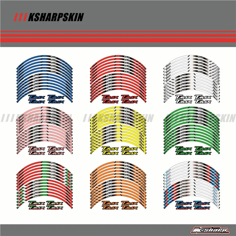 For YAMAHA TMAX530 TMAX500 TMAX 500 530 12 X Thick Edge Outer Rim Sticker Stripe Wheel Decals 15'' | Автомобили и