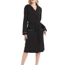 Женские летние однотонные хлопковые пижамы Ночная рубашка халат с поясом пеньюары домашний халат для душа пижамы#30