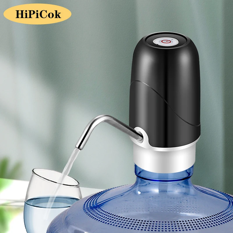 HiPiCok Water Bottle Pump 19 Liters Water Dispenser USB Rechargeable Electric Water Pump Portable Automatic Drinking Pump Bottle
