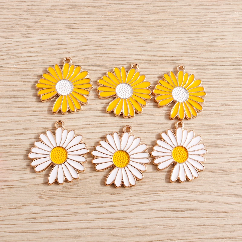 Salvación intersección voz 10 unids/lote de dijes de margaritas esmaltadas de 25x27mm para pendientes,  colgantes, collares, abalorios de girasol, fabricación de accesorios de  joyería|Amuletos| - AliExpress