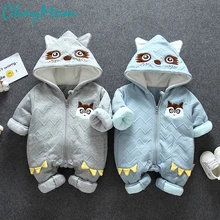 Окей мам для малышей, детей, зимняя верхняя одежда для маленьких мальчиков и девочек зимняя одежда для маленьких девочек Комбинезон Костюмы новорожденных с изображением леса цветов и овечьей шерсти, утепленные, легкие, с капюшоном, замок-молния, украшены рисунками комбинезоны