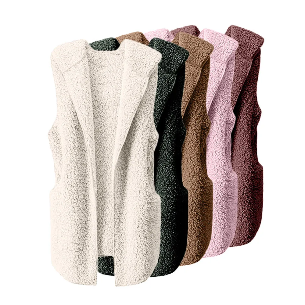 En Ligne Gilet femme veste polaire à capuche sans manches gilets chauds pour femmes gilet fourrure manteaux vêtements gilet femme chalecos para mujer