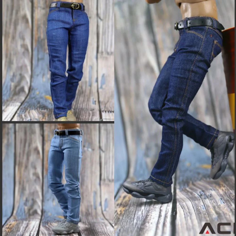 1/6 Scale Men's Clothing Set - Deep Blue Suit For Male Action Figures (Jacket, Shirt, Pants, Tie, Shoes, Belt)