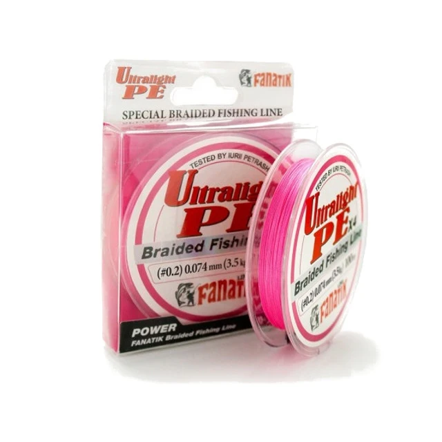Леска Fanatik Ultralight PE X4 (#0 2) 0.074mm 100m Pink ULPEX41000074P | Спорт и развлечения