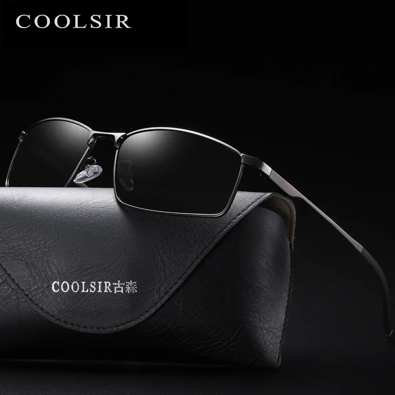 Мужские солнцезащитные очки Coolsir поляризационные в алюминиевой оправе для