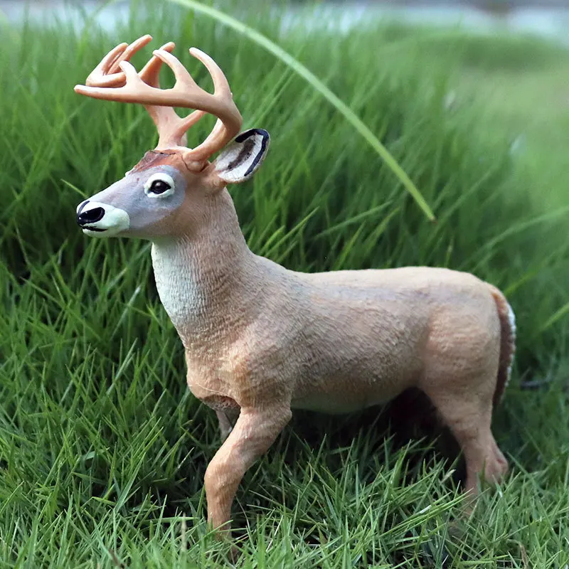 Детская сплошная симуляция дикой природы, Модель оленя, желтый белый хвост, олень, лось, Рождественский олень, коллекционные подарки