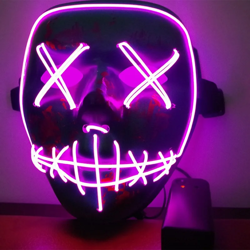HL0761MR Halloween LED Mask Funny Light Up Mask From The Purge Election Year Great For Festival Cosplay Costume New Year Party Mask - Цвет: HL0761MR