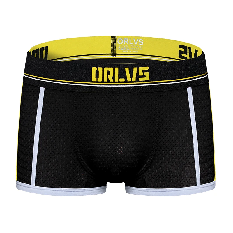 ORLVS, мужское нижнее белье, мужские боксеры, сетка, cueca masculina, удобные трусики, дышащие мужские шорты, мужские трусы, calzoncillo, U Pouch - Цвет: OR193-yellow