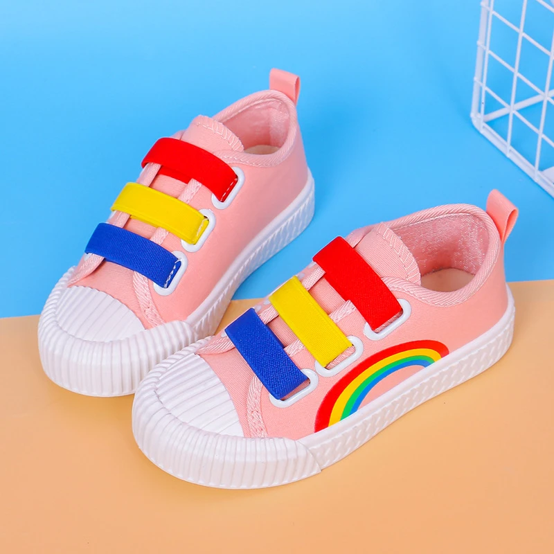 comfortable sandals child Rainbow Children Walking Shoes Kids Boy Girl Breathable Canvas Shoes Summer Anti-Skid Sport Sneakers Spring Fashion Flats girls leather shoes