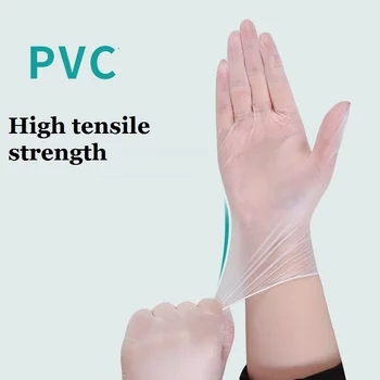

100 Pcs Transparent Disposable Multifunctional PVC Gloves Dishwashing Kitchen Latex Rubber Garden Gloves Household General Glove