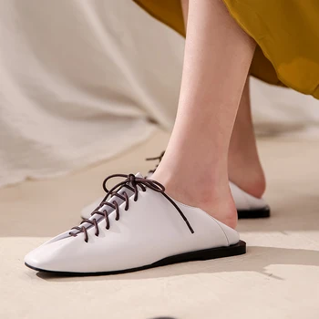 

Comfort Genuine Leather Low-heel Shoes Woman Fashion Round Toe Spring Shoes Ladies Lazy Casual Shoes Black Green White