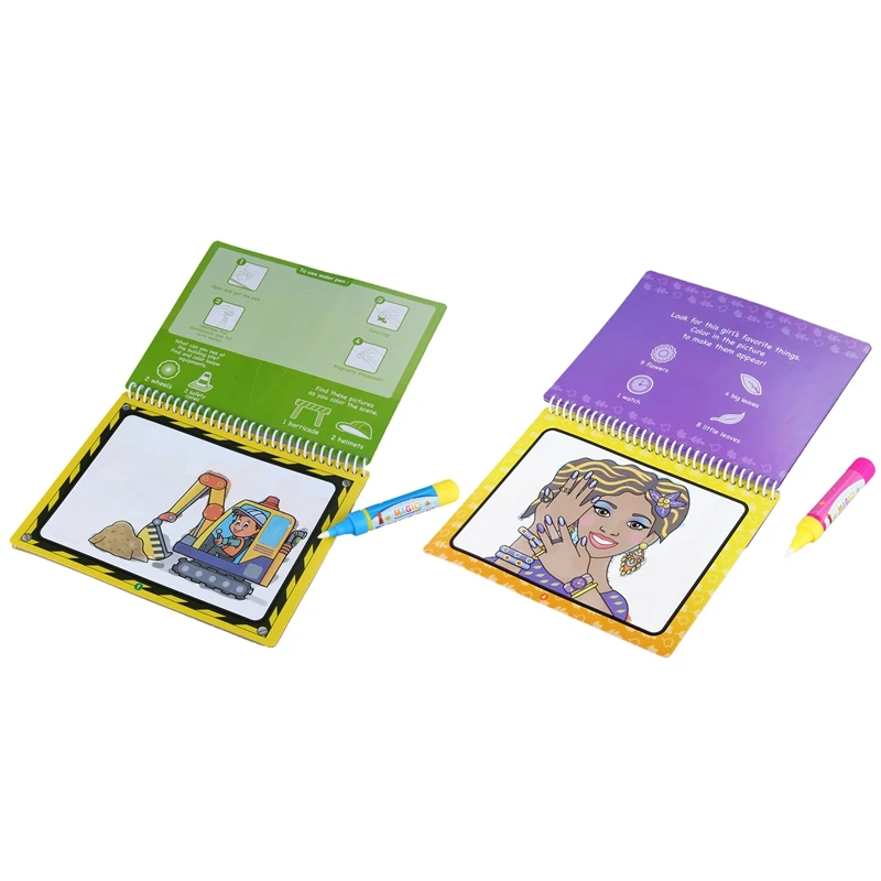 

2Pcs COOLPLAY Magic Water Drawing Book Coloring Book Doodle with Magic Pen Painting Drawing Board for Kids Toys Toy Birthday Gif