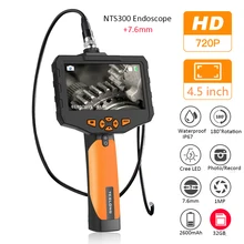 TESLONG NTS300 1 м кабель 7,6 мм объектив для камеры со змеиным узором гибкий IP67 инспекционный бороскоп 6 светодиодов маслостойкий 4,5 ЖК-монитор 720P