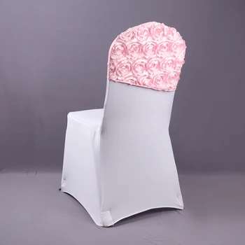 

Free Shipping Satin Rosette Spandex Chair Cap/ Chair Hood for Wedding Decoration