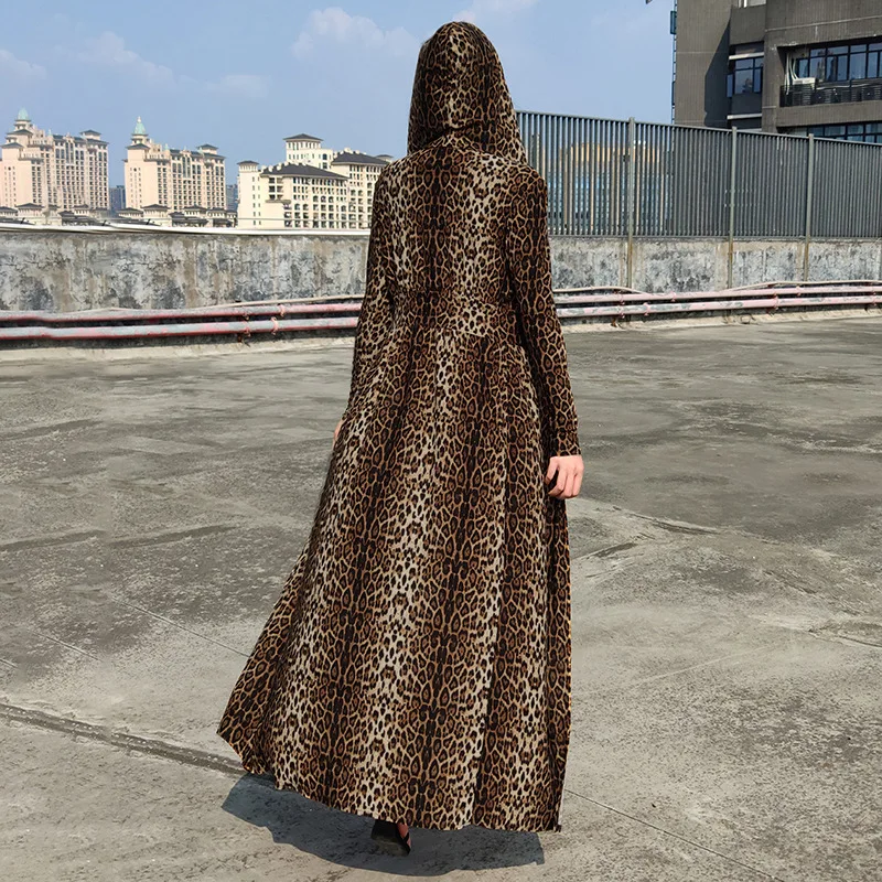 Tataria, Женский Тренч, Женский Тренч с леопардовым принтом, уличный Тренч, s, для женщин, с капюшоном, Леопардовый, макси, плащи, женский кардиган