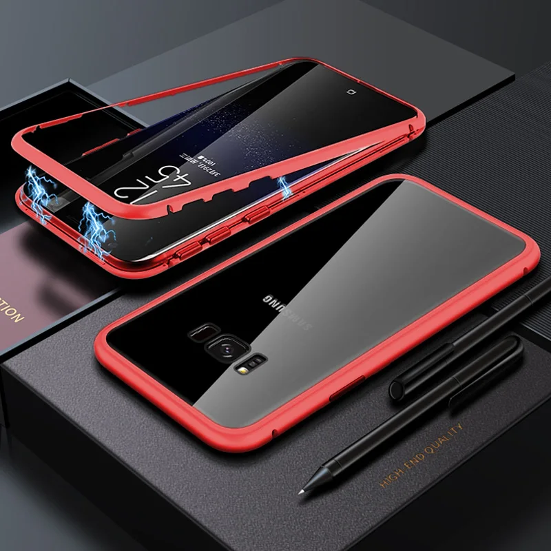 360 магнитный чехол на весь корпус для huawei Nova 5 T, чехол для Honor 20S 10i 20i 20 Lite, чехол на переднюю панель+ заднюю панель, жесткий бампер из закаленного стекла - Цвет: Full Red 004