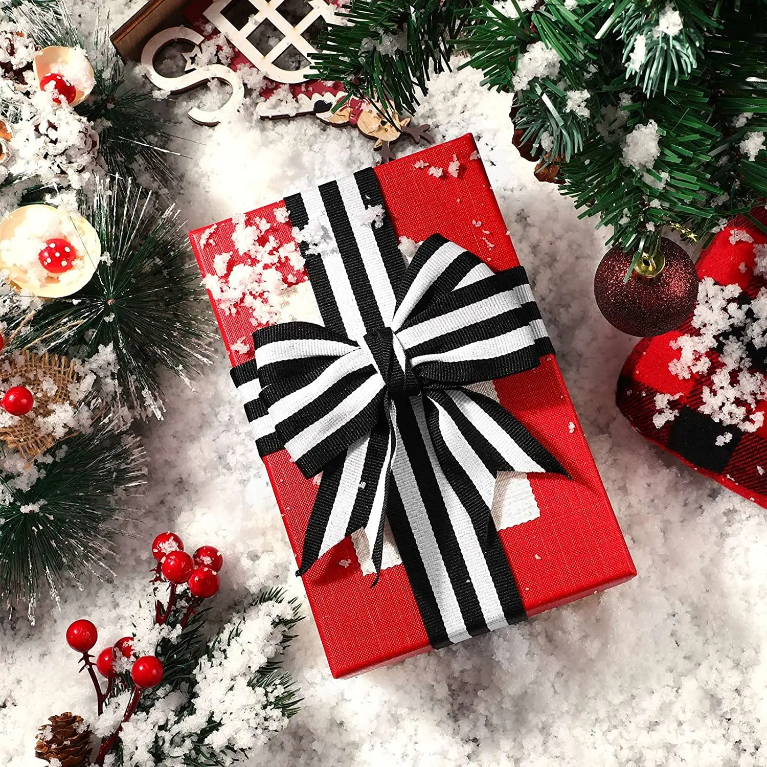 1-4cm Christmas Decoration Grosgrain Ribbon ribbon decoration ribbon supplies grosgrain ribbon christmas ribbon wrapping ribbon Snowflake Plaid Stripe Ribbon Candy Cane Garland Gifts Wrapping Bows