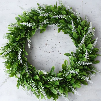 

White Large Simulation Green Lavender Wreath Artificial Wreath Wall Hanging Window Pendant Wedding Family Decoration Photo Props