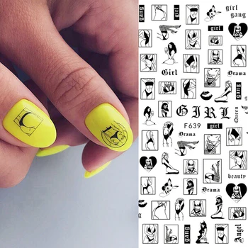 

1pc Abstract Image Nail Sticker Sexy Women Slider Decals Naked Lady Nail Art Tattoo Manicure Wraps Drama Girl Accessories