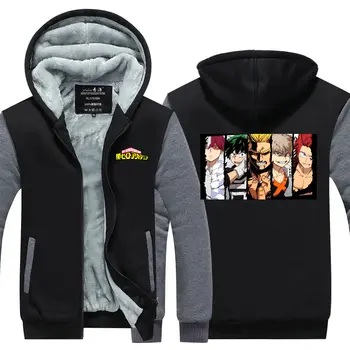

Jacket Men Warm Fleece Zipper Coat 2019 Winter Thick Mens SportWear Tracksuit Boku No Hero Academia Cosplay Costume Male Hoodies