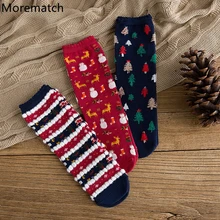 Morematch/3 шт., новые модные женские рождественские носки, хлопковые носки средней длины с изображением Санта-Снежинка, чулочно-носочные изделия, размер 35-38