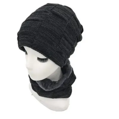 OZyc зимняя шапка, шарф Skullies Beanies для мужчин вязаная шапка женская маска Толстая Балаклава ушанка шерстяной берет мужская шапка - Цвет: black