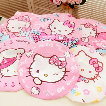 

100PCS Cartoon Cat Adults Waterproof Shower Cap Elastic Bath Hat Bathing Cap for Women Hair Salon Bathroom Promotional Products