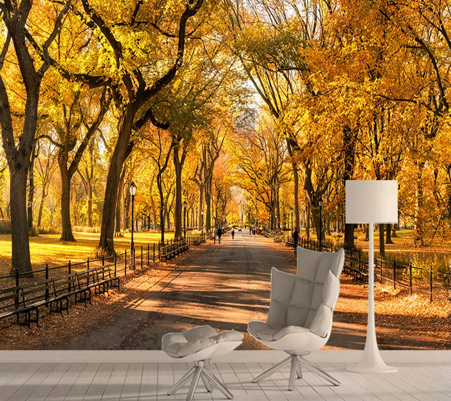 Goldern Autumn Trees Nature 3d Wallpaper Mural Murals Wallpapers for