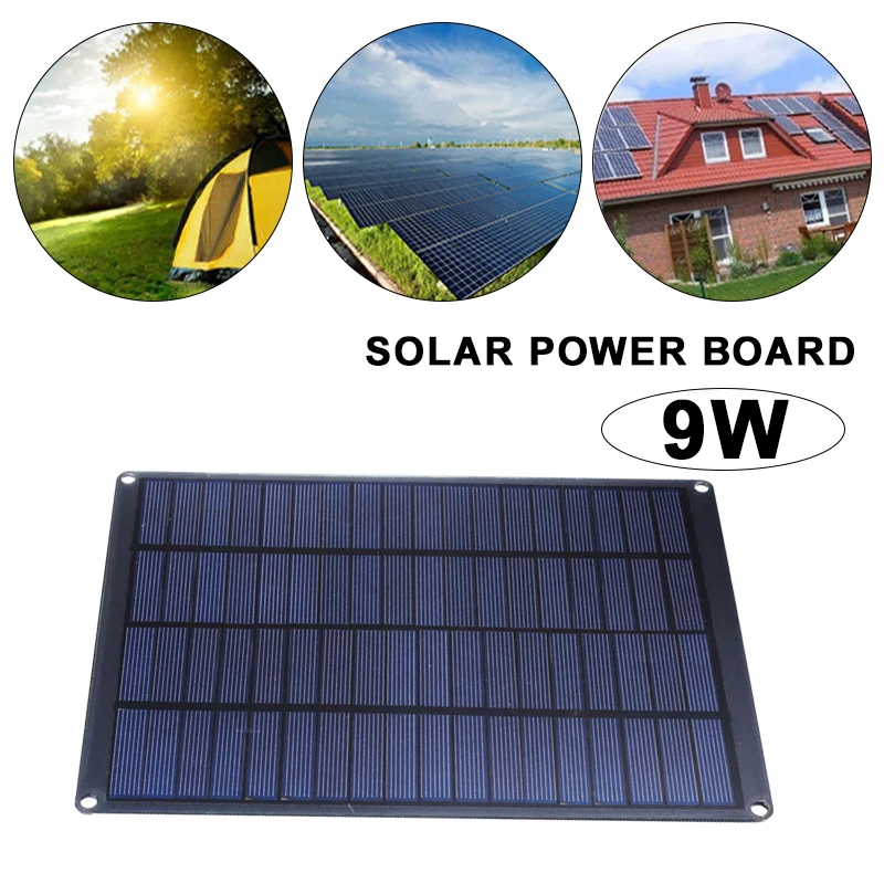 

23*17*3cm 9W Solar Charging Equipment Solar Cells Module Car DIY Camp Polysilicon Solar Panel Outdoor Powered Home Improvement