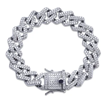 

Cross-border hiphop hip hop Cuban chain jewelry micro studded with zircon bar men's bracelet