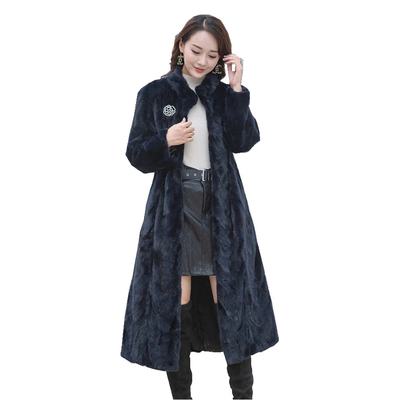 Женская зимняя длинная Меховая куртка 110 см|Шубы и дубленки| |