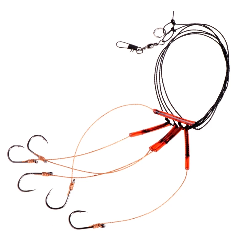 

Stainless Steel Fishing Tackle Lures String Rigs Swivel Fishhooks With 5 Hook D0AE