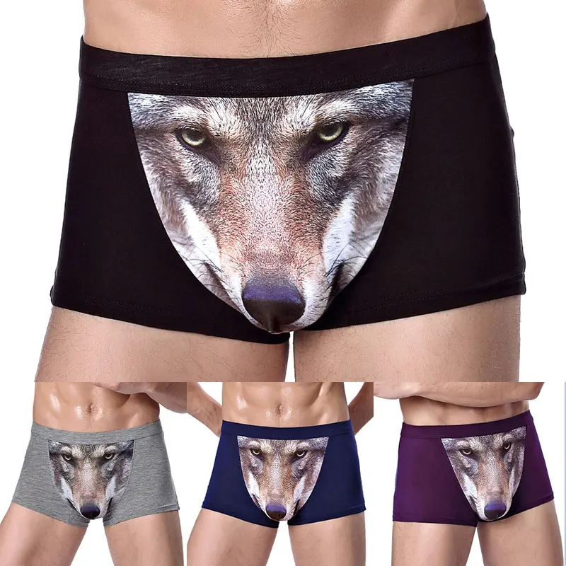 

Sexy Boxers Underwear Fashion 3D Wolf Eagle Head Modal Briefs Comfortable Animal Printing Shorts Men Large Size Underpants