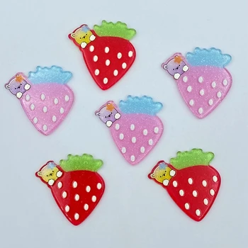 

8pcs/lot kawaii Acrylic Cute Cartoon strawberry flatback cabochons For Hair Bow Centers DIY Scrapbooking Decor C24