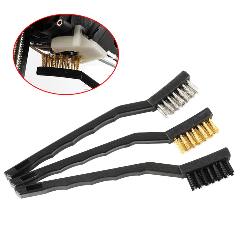 Для CR-10 Ender-3 3 шт./компл. медь+ железная проволока нейлоновая щетка для чистки для 3d принтеров части ржавчины удаления пыли примеси экструдер сопел