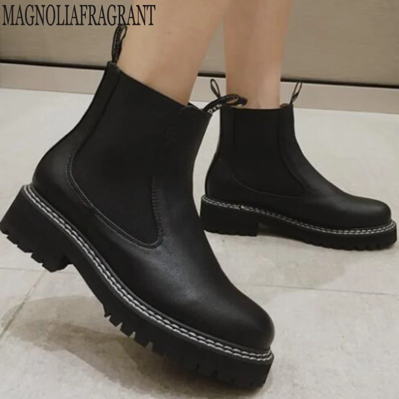 

new 2020 British style Women Chelsea Boots Motorcycle boots Female Ankle Boot Fashion Shoes Woman Winter Shoes botas mujer y512
