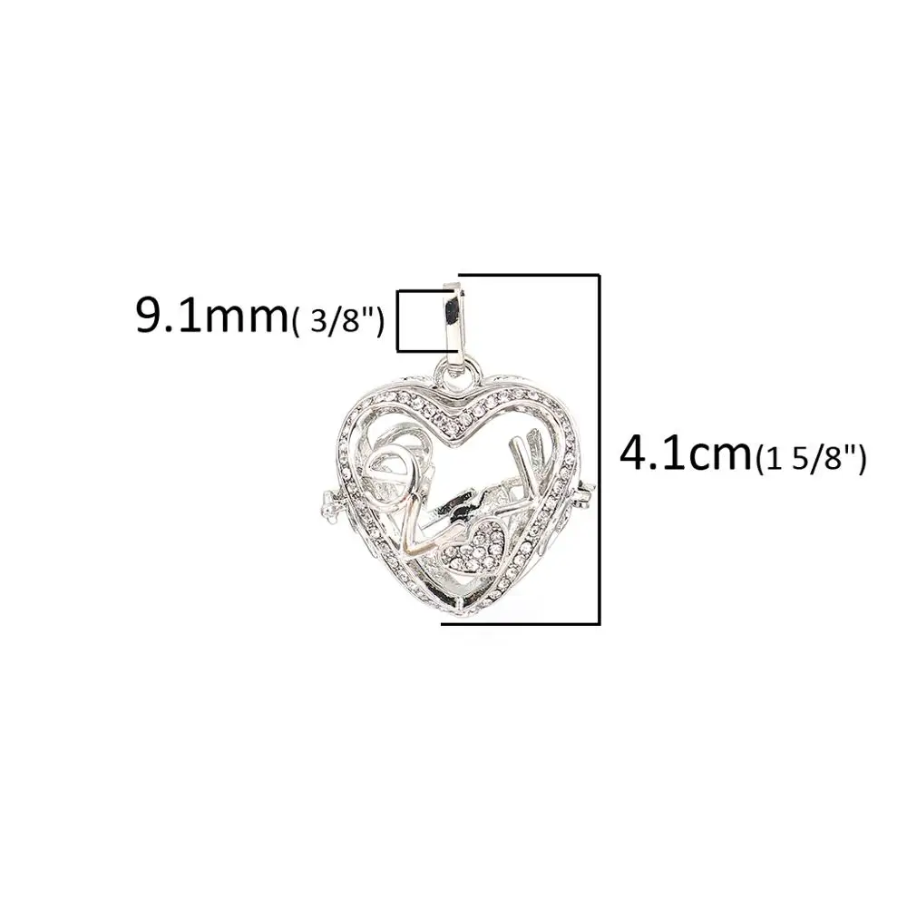 DoreenBeads медные Подвески Мексиканская призывающий ангелов шар гармонии коробочка для пожеланий из медальон дерево Серебряные Броши со стразами могут быть открыты, 1 предмет - Окраска металла: Fits 18mm Beads