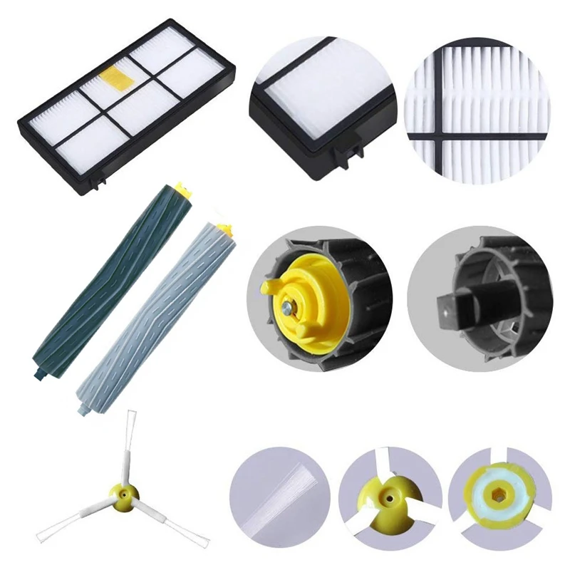Комплект аксессуаров для IRobot Roomba 981 980 960 895 886 870 865 866 800 900 серии, Запчасти для авто 8 боковым щеткам обеспечен, 5 фильтр, 2 при помощи обратного осмоса