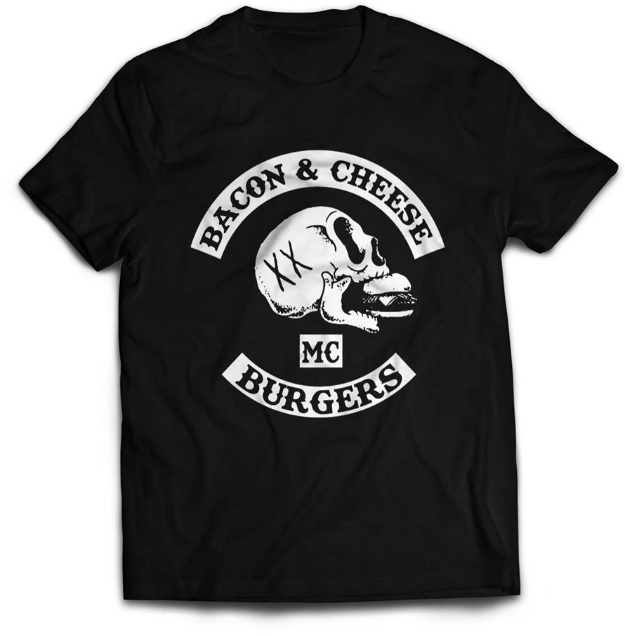 

Burgers Mc Funny Motorbike T-Shirt. Biker T Shirt Motorcycle Skull Retro Rock Fashion Classic Style Tee Shirt