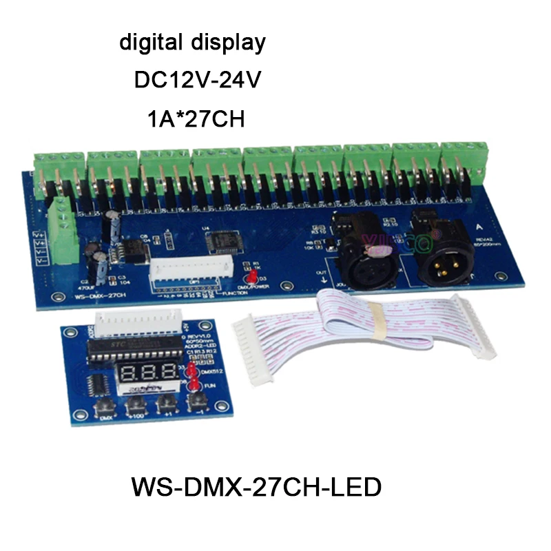 DC12V-24V,27channels DMX512 decoder series,with XRL 3P RJ45 27CH led RGB controller for led strip light led lamp