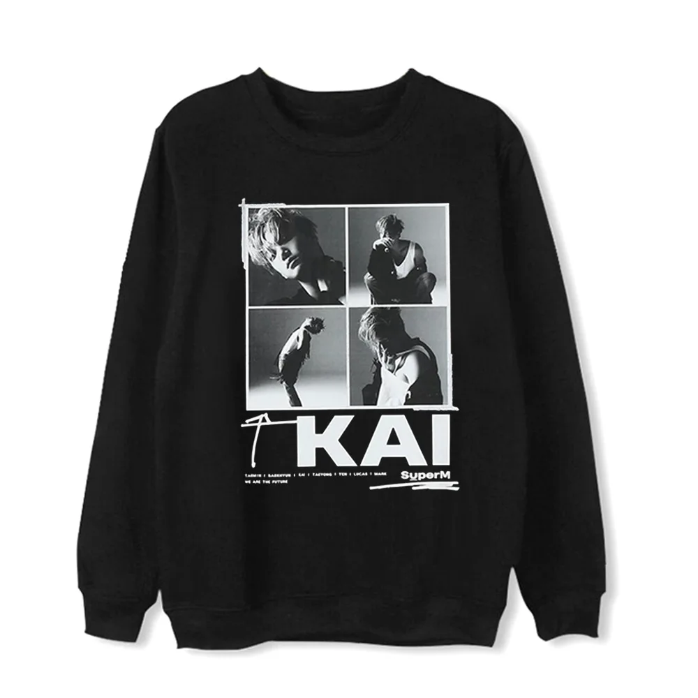 Kpop SuperM 1st альбом унисекс толстовка с капюшоном с фотопринтом мы будущее - Цвет: Черный