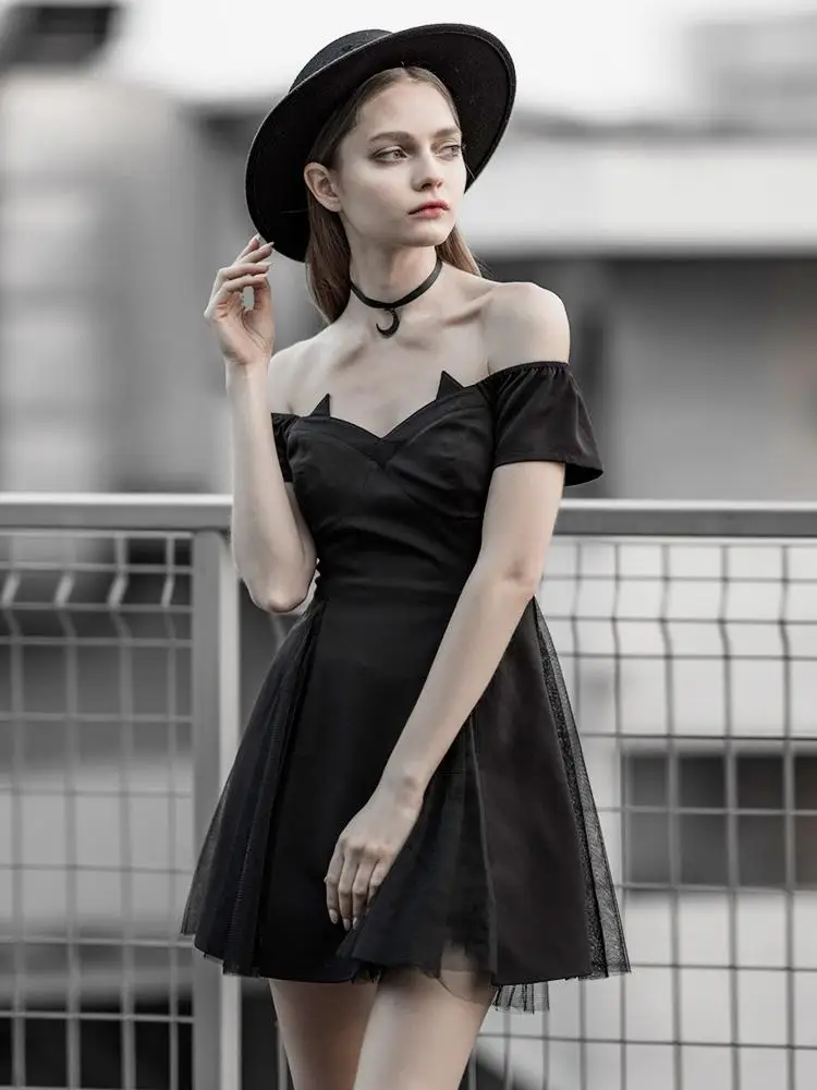 

Punk Rave Women's Goth Off Shoulder Black Little Dress PQ-591LQ Asia Size S-L