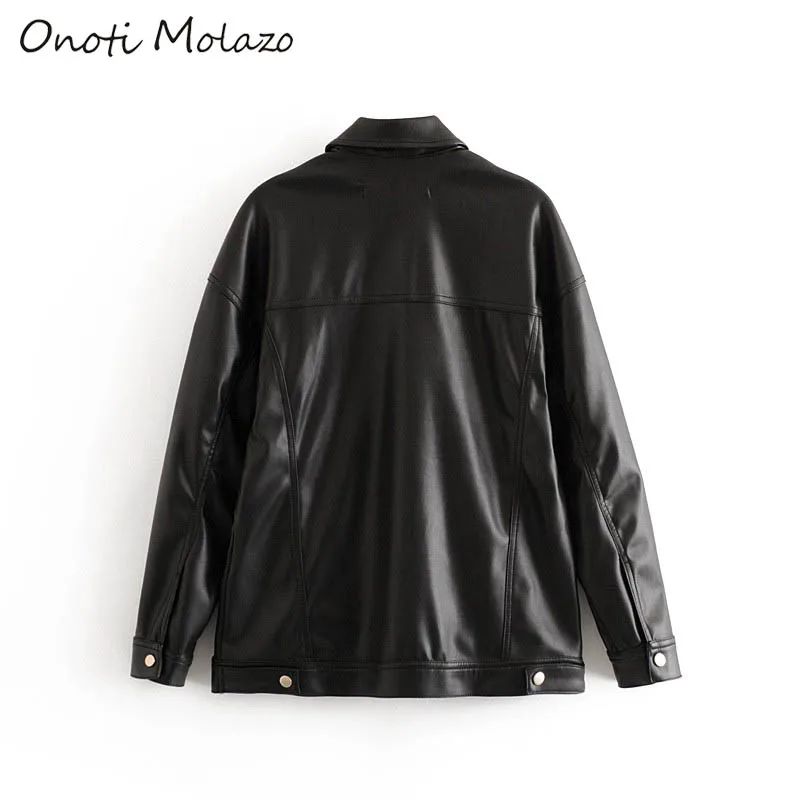 Onoti Molazo, повседневное женское пальто, куртки из искусственной кожи на пуговицах, зимние женские куртки, пальто, женская уличная одежда, весна, Новая мода